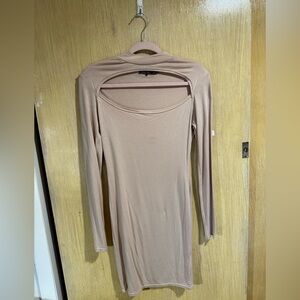 Boohoo Nude Long Sleeve Dress